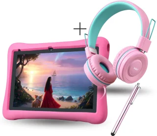 De WiseQ kindertablet 10 inch 96 GB met kinderhoofdtelefoon in één oogopslag