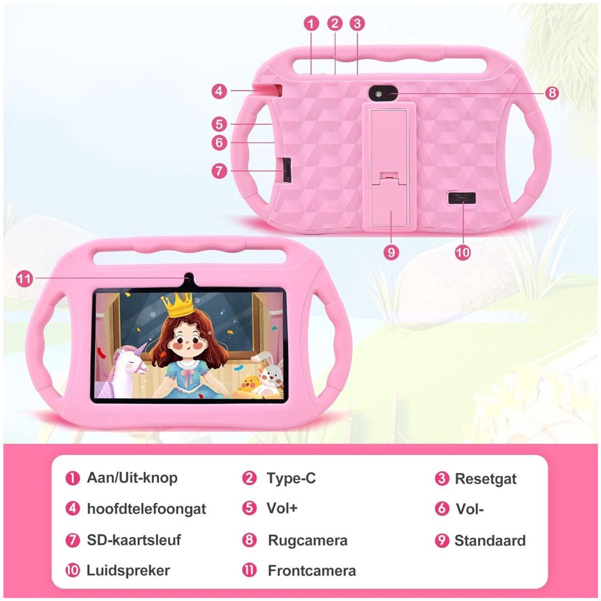 Zavira Kindertablet Roze 2GB RAM 32GB ROM