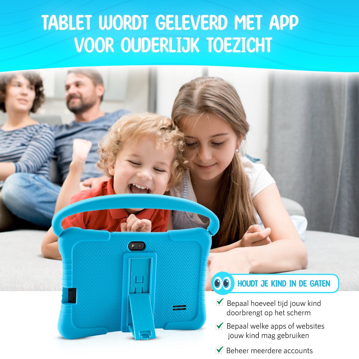 ZINLY Kindertablet 7 inch Blauw