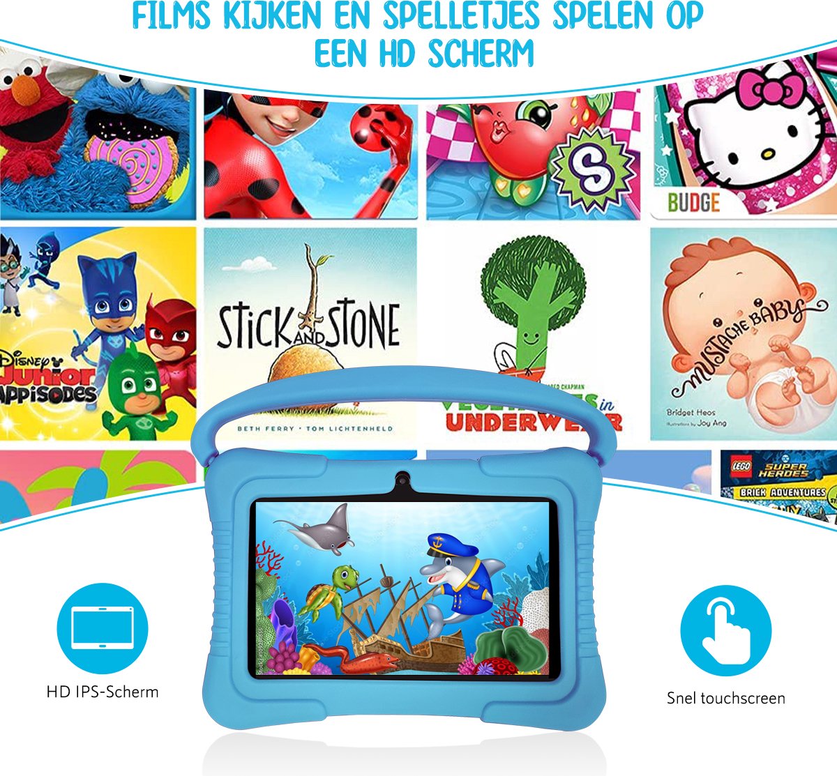 ZINLY Kindertablet 7 inch Blauw