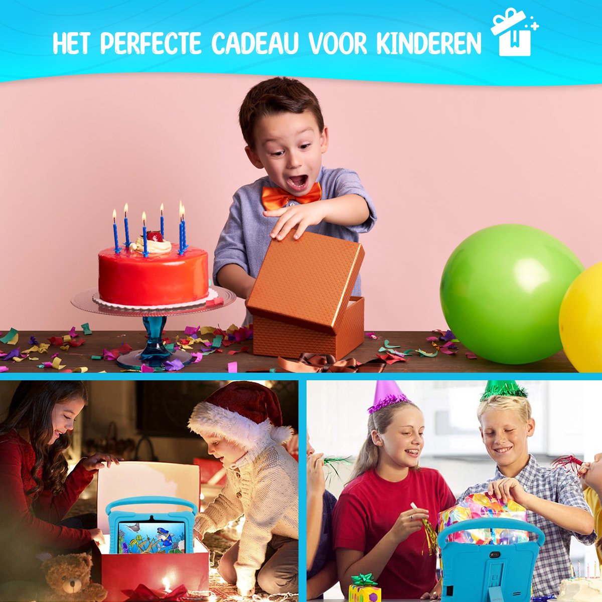 ZINLY Kindertablet 7 inch Blauw