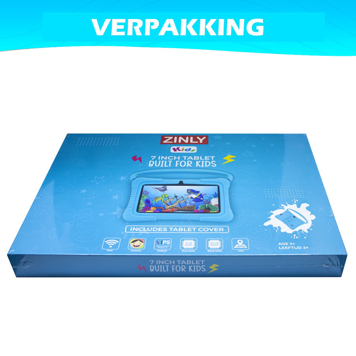 ZINLY Kindertablet 7 inch Blauw