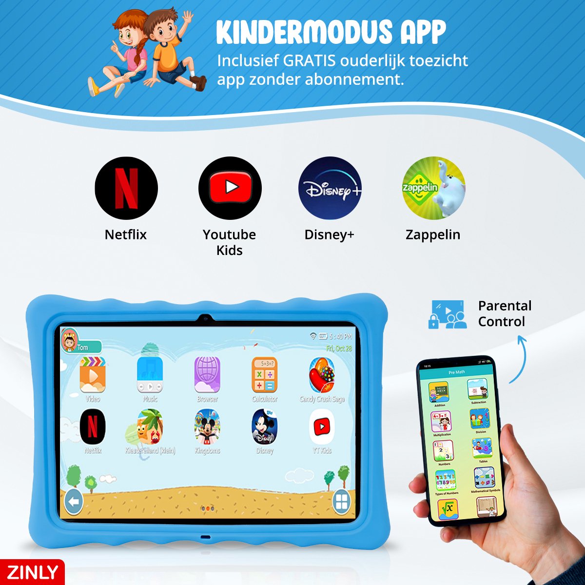 ZINLY® Kindertablet XL 10 inch Blauw
