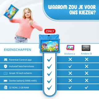 ZINLY® Kindertablet XL 10 inch Blauw