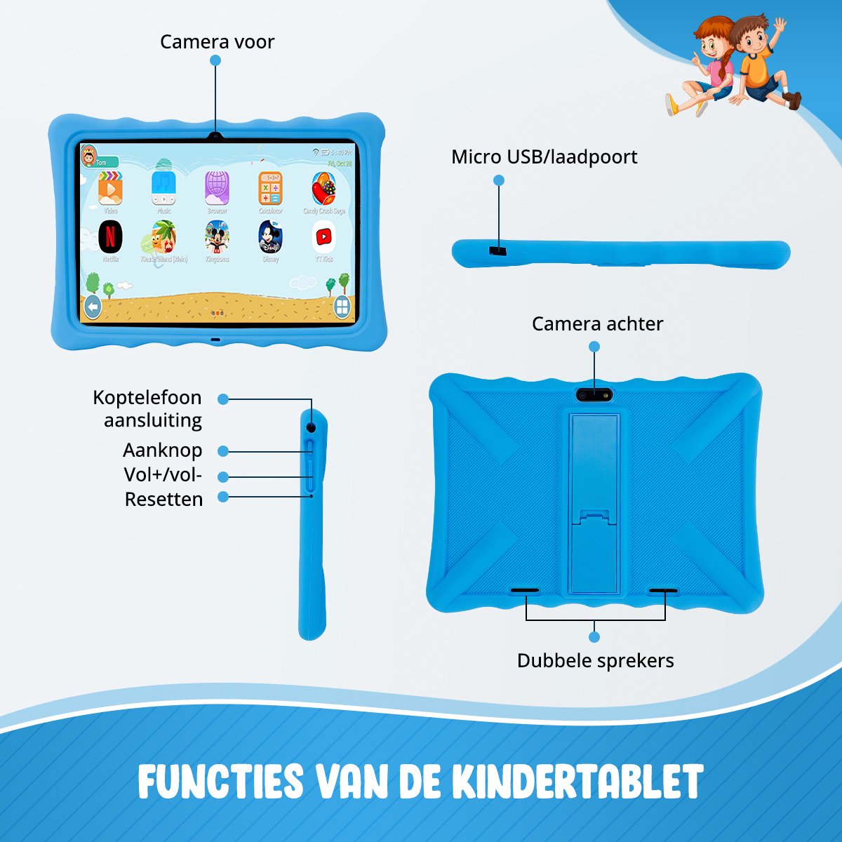 ZINLY® Kindertablet XL 10 inch Blauw