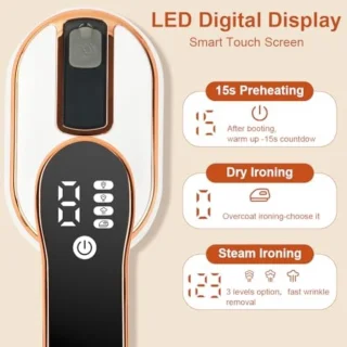 Kleding stomer - Compacte reisstoomstrijkijzer - met digitaal display - 1000W vouwbaar ontwerp - Goud wit design