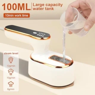 Kleding stomer - Compacte reisstoomstrijkijzer - met digitaal display - 1000W vouwbaar ontwerp - Goud wit design