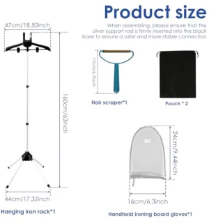 Opvouwbare stoomhanger voor kleding met 360° rotatie en verstelbare hoogte