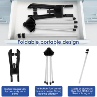 Opvouwbare stoomhanger voor kleding met 360° rotatie en verstelbare hoogte