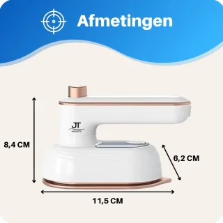 JT Products Luxe Reisstrijkijzer Wit – Mini Strijkijzer - Inklapbaar - 8,4x11,5CM - Sprayfunctie - Stomend Effect - Travel Strijkijzer – Strijkijzer Vakantie – Reisstrijkijzer Klein