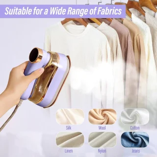 Reisstrijkijzer, 1400W 2-in-1 reisstomer voor kleding, 220-240V draagbaar stoomstrijkijzer, 10 seconden snel opwarmen, 180 ml afneembare tank, lichtgewicht handheld stomer voor op reis (paars)