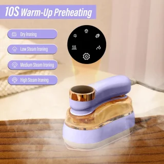 Reisstrijkijzer, 1400W 2-in-1 reisstomer voor kleding, 220-240V draagbaar stoomstrijkijzer, 10 seconden snel opwarmen, 180 ml afneembare tank, lichtgewicht handheld stomer voor op reis (paars)