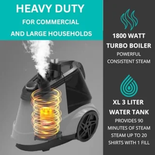 Kledingstomer met 90 minuten stoomtijd, 1800 watt, 3 instellingen voor thuis en commercieel gebruik