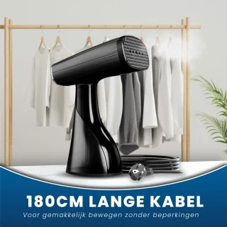 HomeShift Kledingstomer - Stoomapparaat - Handstomer - Voor Kleding en Meubilair - 380ML - Zwart