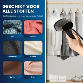 HomeShift Kledingstomer - Stoomapparaat - Handstomer - Voor Kleding en Meubilair - 380ML - Zwart