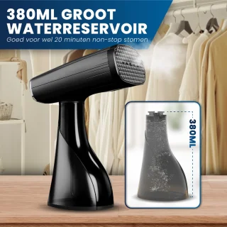 HomeShift Kledingstomer - Stoomapparaat - Handstomer - Voor Kleding en Meubilair - 380ML - Zwart