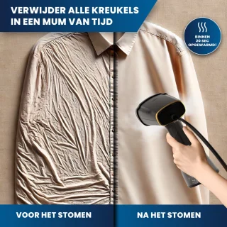 HomeShift Kledingstomer - Stoomapparaat - Handstomer - Voor Kleding en Meubilair - 380ML - Zwart