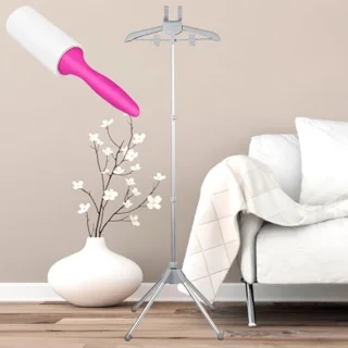Height Adjustable Garment Steamer Rack - Foldable Clothes Hanger with Non-Slip Mat