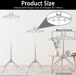 Height Adjustable Garment Steamer Rack - Foldable Clothes Hanger with Non-Slip Mat