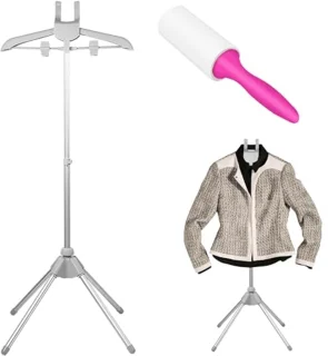 Height Adjustable Garment Steamer Rack - Foldable Clothes Hanger with Non-Slip Mat