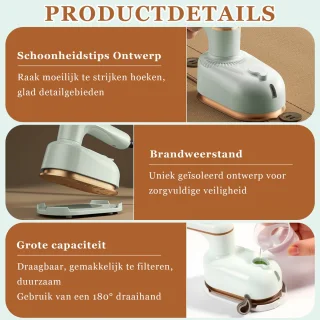 QTTVBTNA - Kledingstomer - Draagbare Handstomer - Geschikt voor thuis, op reis en in studentenkamers - Strijkt snel kreukels glad - Groen - 220V - 1 stuk