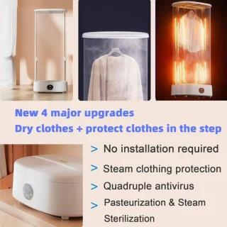 Opvouwbare slimme stoomdroger met afstandsbediening - Draagbare strijkmachine voor kleding en textiel