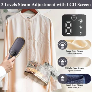 Draagbare Stoomstomer met LCD-scherm - 10 Seconden Opwarmtijd, 2000 W, 3 Stoomniveaus, 180° Draaibare Handgreep