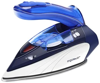 Reis Stoomstrijkijzer - Dual Voltage (120V-240V) met RVS Zoolplaat, 1100W, 80ml Watertank, Draagbaar & Vouwhandvat, Meerdere Temperatuurinstellingen - Blauw
