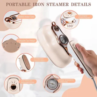 Portable Steam Iron - 2024 Model, 180 Degree Rotation, Foldable Design, Two Ironing Modes - Ideal for Dormitory, Home, and Travel