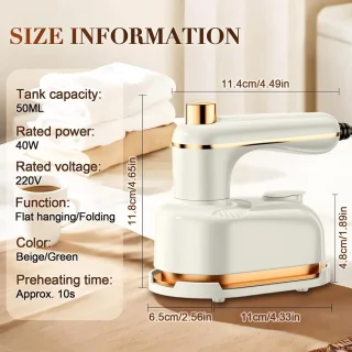 Kledingstomer - Draagbare stomer - Opvouwbare stomer - Handmatige stomer - Compacte stomer - Mini kledingstomer - Geen strijkplank nodig - Strijkt snel kreukels glad - Reisvriendelijk
