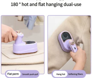 Kledingstomer -handstomer- Opvouwbaar mini-stoomstrijkijzer voor op reis - Reisstoomstrijkijzer voor kleding, geschikt voor nat en droog strijken - Snelle opwarming in 15 seconden - Draagbare stoomstrijkijzer - Geschikt voor thuis en op reis（Paars）