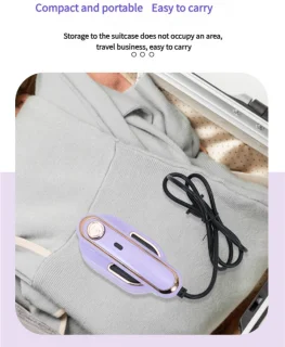 Kledingstomer -handstomer- Opvouwbaar mini-stoomstrijkijzer voor op reis - Reisstoomstrijkijzer voor kleding, geschikt voor nat en droog strijken - Snelle opwarming in 15 seconden - Draagbare stoomstrijkijzer - Geschikt voor thuis en op reis（Paars）