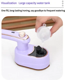 Kledingstomer -handstomer- Opvouwbaar mini-stoomstrijkijzer voor op reis - Reisstoomstrijkijzer voor kleding, geschikt voor nat en droog strijken - Snelle opwarming in 15 seconden - Draagbare stoomstrijkijzer - Geschikt voor thuis en op reis（Paars）