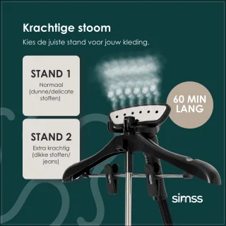 Simss® Prestige - Professionele Verticale Kledingstomer met Kledinghanger - 2,45L Waterreservoir - 2000W Inclusief Warmtebestendige Handschoen - Mat - Beige