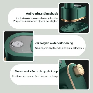 Kledingstomer - Mini - Stoomreiniger - Handstomer - Compacte - Inklapbare Handstomer - Strijkijzer - 50ml - Snelle opwarmtijd - Geschikt voor Kleding en Meubilair - Donkergroen