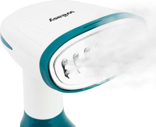 Wat vinden we goed aan de Handstoomapparaat Lichtgewicht Ergonomische Reisstomer - continue stoom - 32 g/min - onbeperkte autonomie - roestvrijstalen strijkzool - klaar in 30s - waterreservoir 280mL - Blauw Kledingstomer