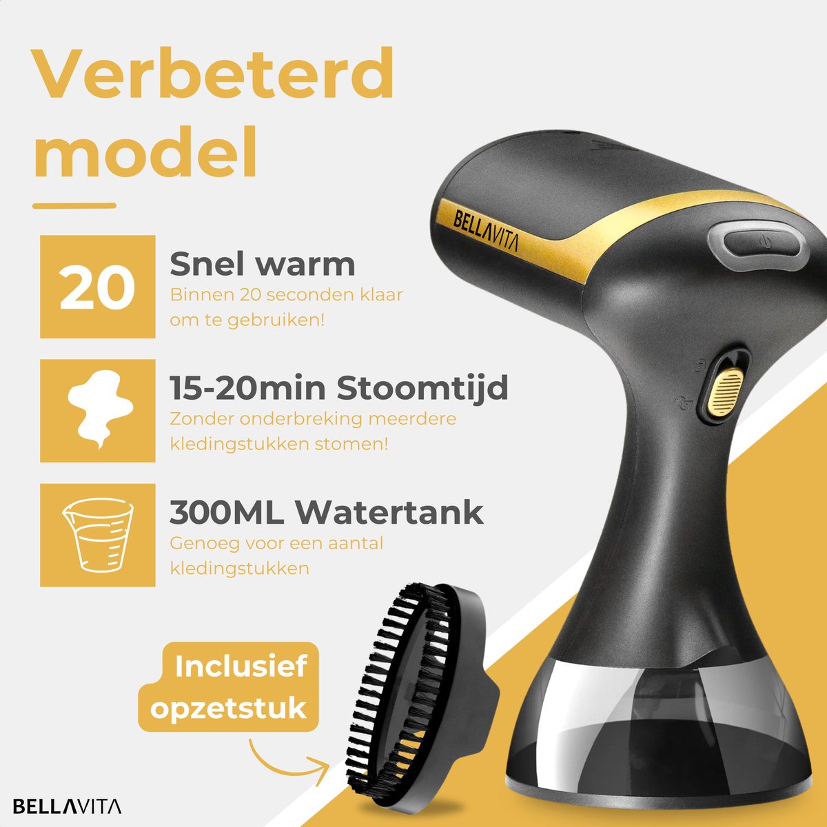 BELLAVITA Kledingstomer Handstomer Zwart 300ml