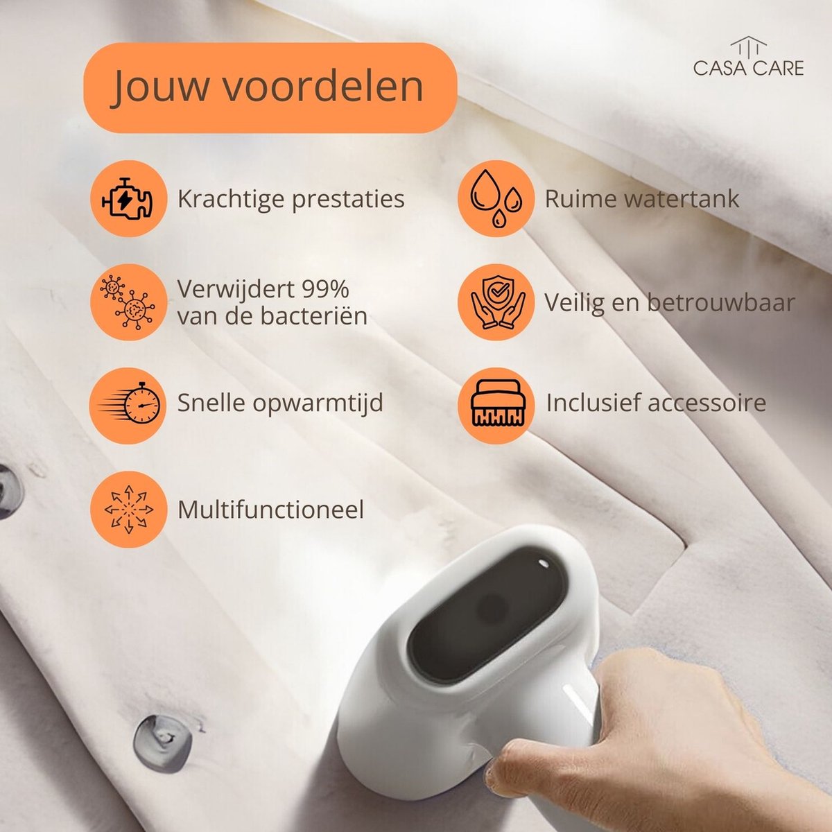 CASA CARE® Kledingstomer 1800W Handstomer 280ml Wit