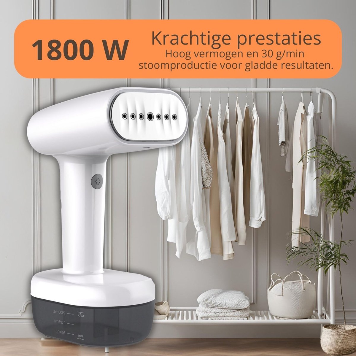 CASA CARE® Kledingstomer 1800W Handstomer 280ml Wit