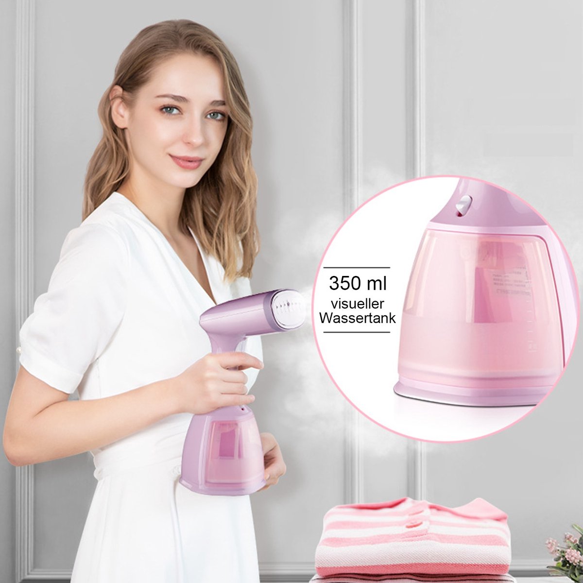 CHIWIN Draagbaar Stoomstrijkijzer 1500W Roze