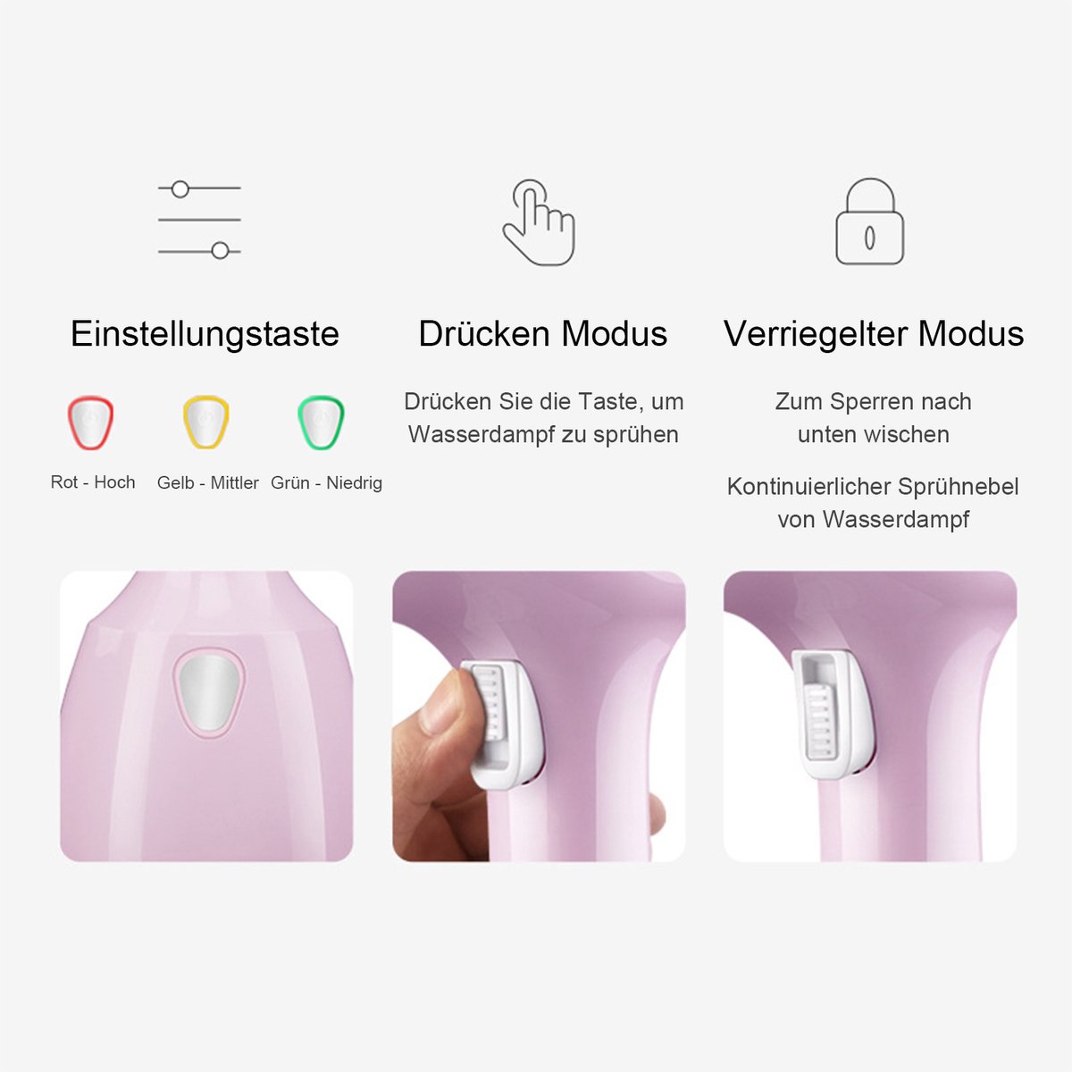 CHIWIN Draagbaar Stoomstrijkijzer 1500W Roze