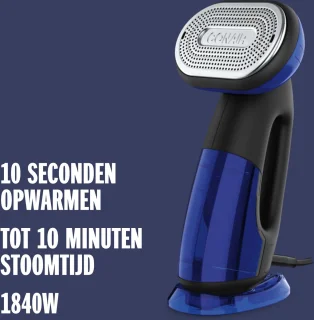 Conair GS108E Handheld Kledingstomer en Strijkijzer Zwart/Blauw