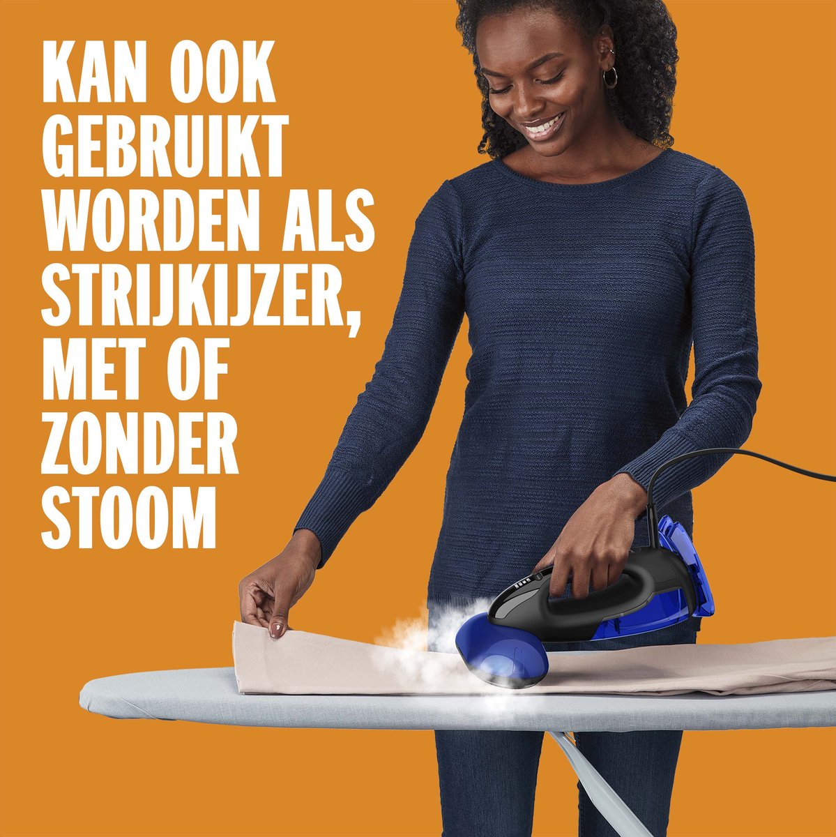 Conair GS108E Handheld Kledingstomer en Strijkijzer Zwart/Blauw