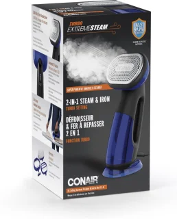 Conair GS108E Handheld Kledingstomer en Strijkijzer Zwart/Blauw
