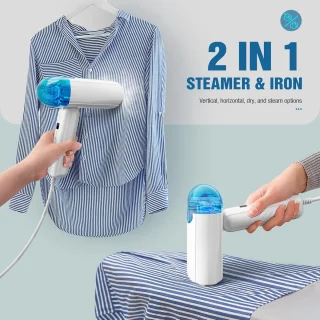 Draagbaar 2-in-1 Stoomstrijkijzer en Kledingstomer