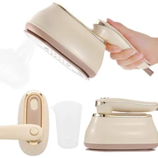 Draagbaar handstoomstrijkijzer voor op reis, beige