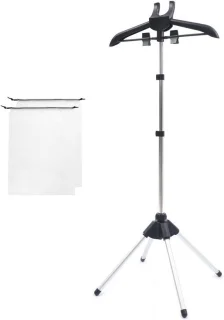 Draagbaar kledingrek met stoomhanger - zwart