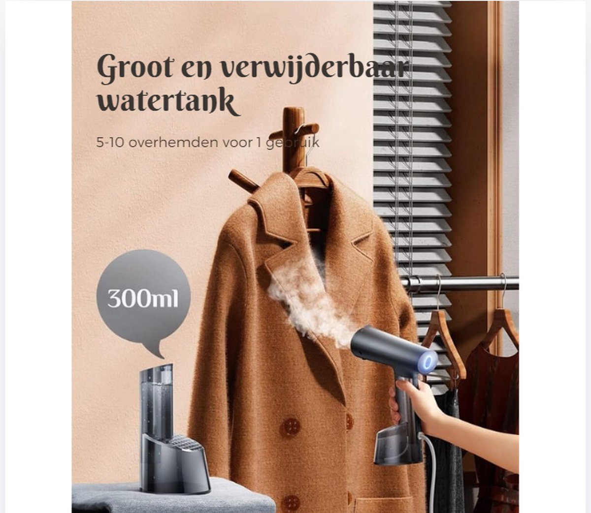 Draagbare Kledingstomer 1400W met Grote Watertank