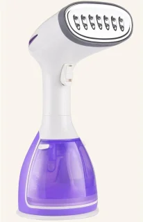 Draagbare kledingstomer en stoomstrijkijzer violet