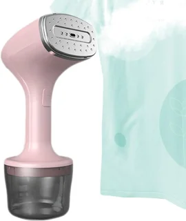 Draagbare stoompan kledingstomer reisstomer - roze
